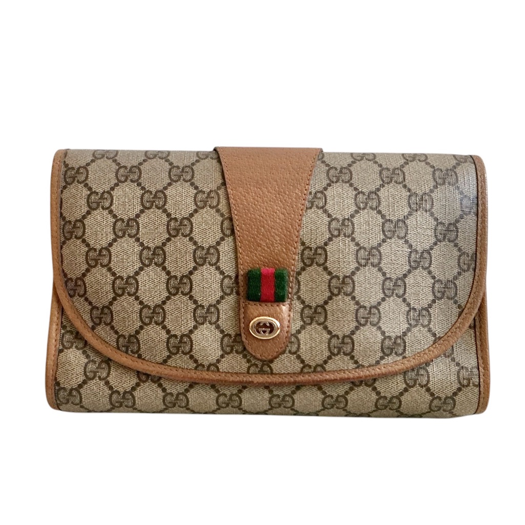 Vintage Gucci Supreme Brown Gg Monogram Clutch